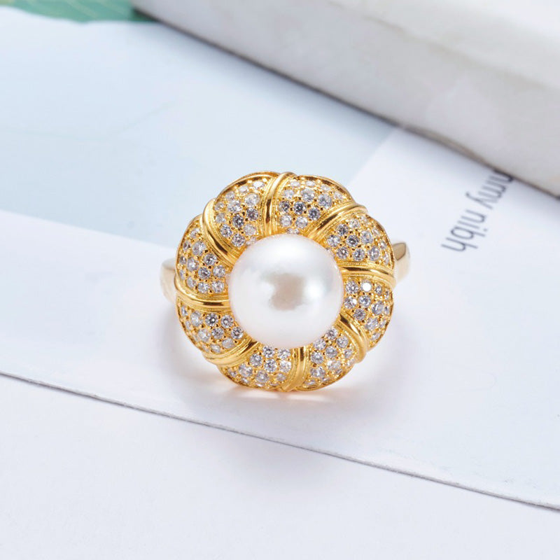 Bague florale en perles d'Akoya 5783