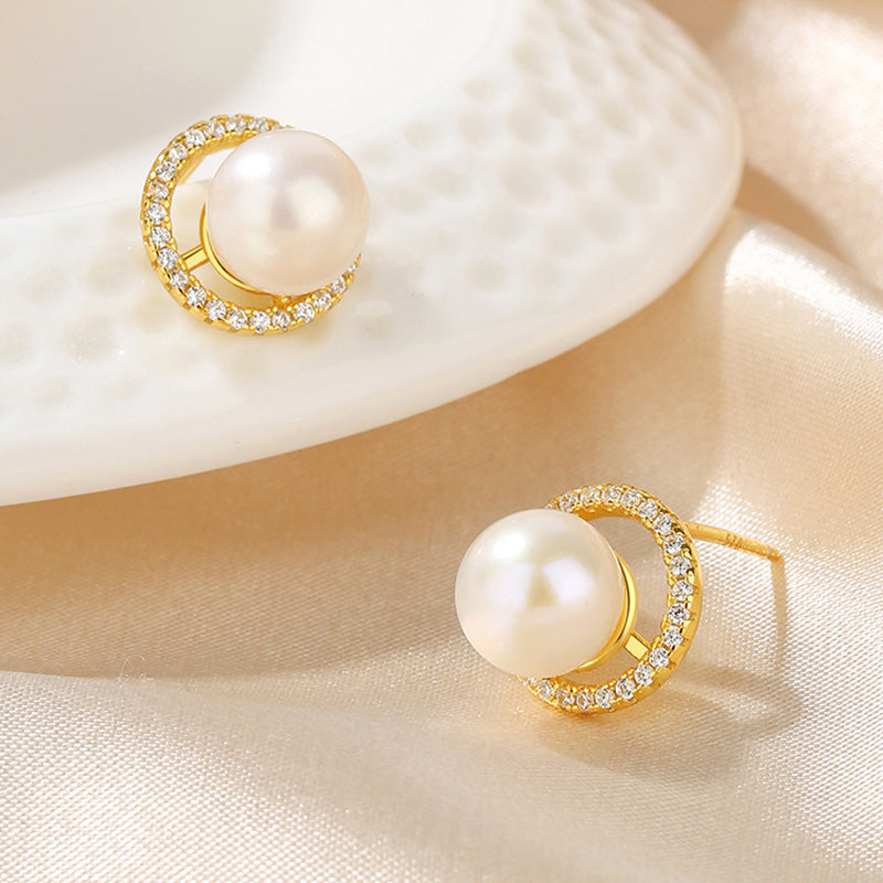 Boucles d'oreilles halo de perles d'eau douce PE1040