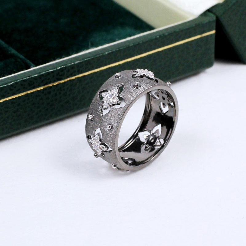 Bague florale trèfles soyeux CZ 5571