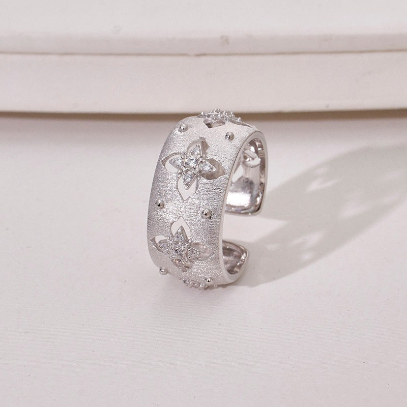 Bague florale trèfles soyeux CZ 5719