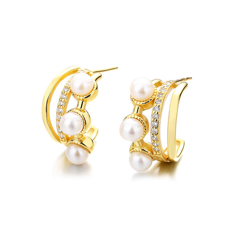 Boucles d'oreilles Huggies en perles d'eau douce PE1052