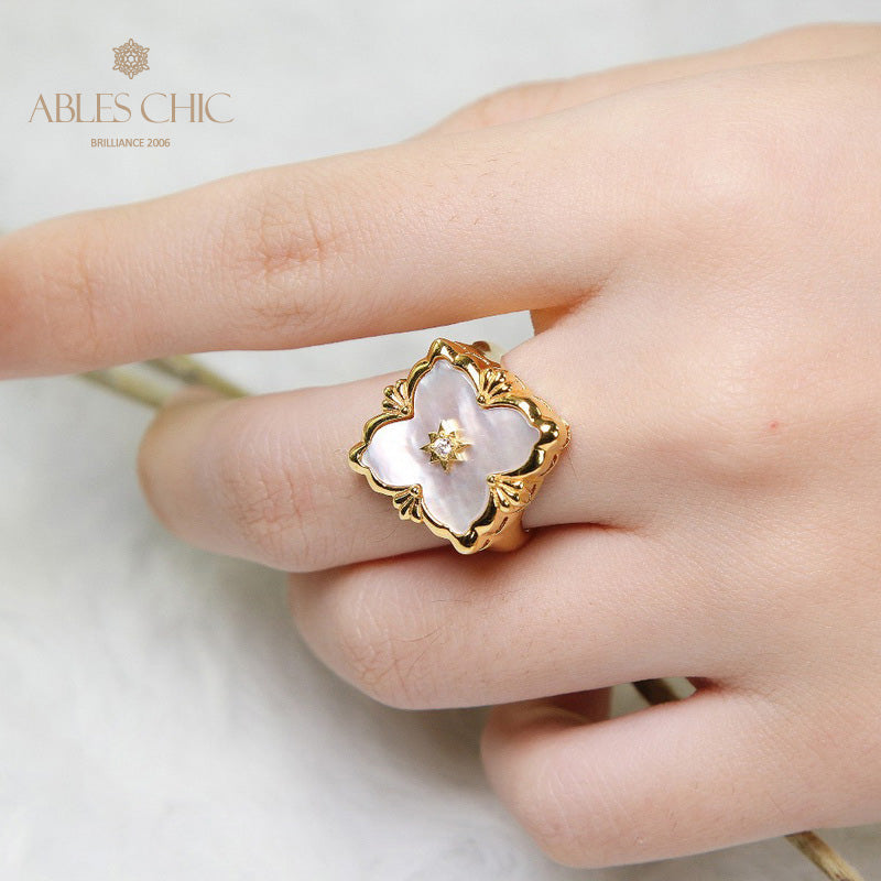 Bague agate trèfle ajourée 5037
