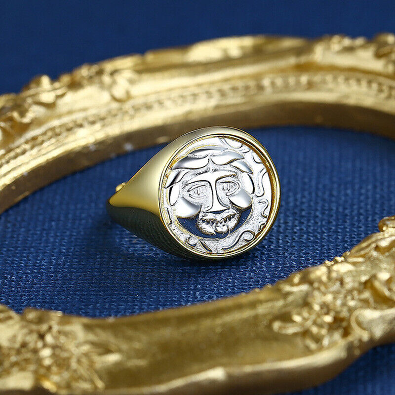 Bague épaisse avec pièce de monnaie grecque Medusa R1076