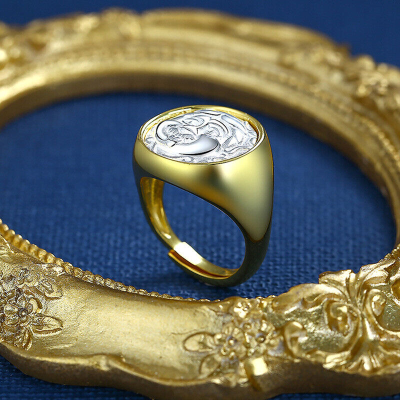 Bague épaisse avec pièce de monnaie grecque Medusa R1076