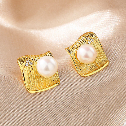 Boucles d'oreilles irrégulières en perles d'eau douce PE1015