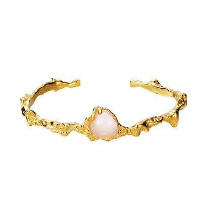 Bracelet ouvert froissé coeur agate B1050