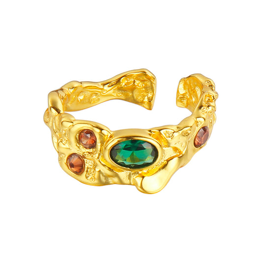 Bague texturée avec accents CZ R1015