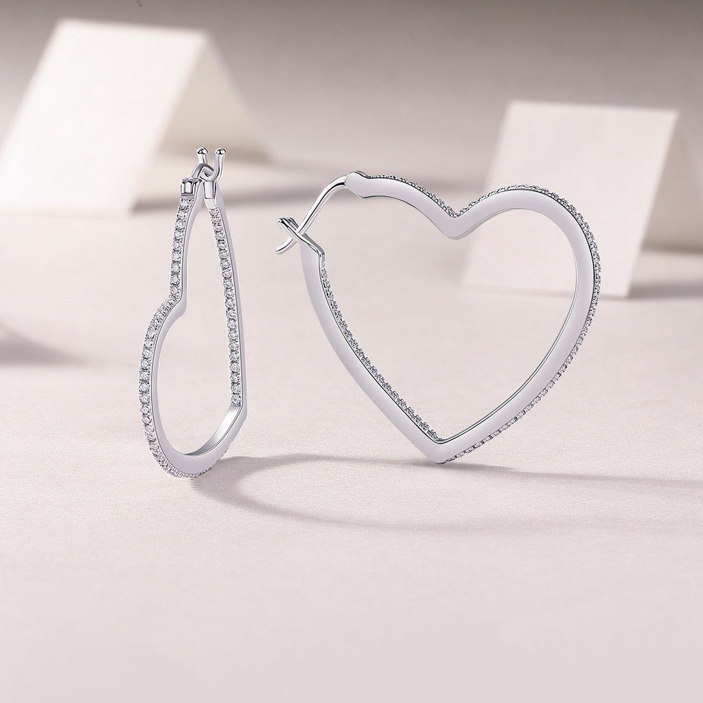 Inside-Out Heart Moissanite Hoops