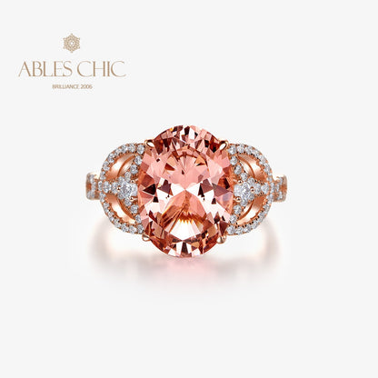 Bague solitaire spinelle orange R0927