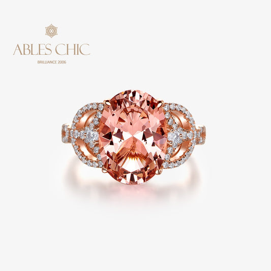 Bague solitaire spinelle orange R0927
