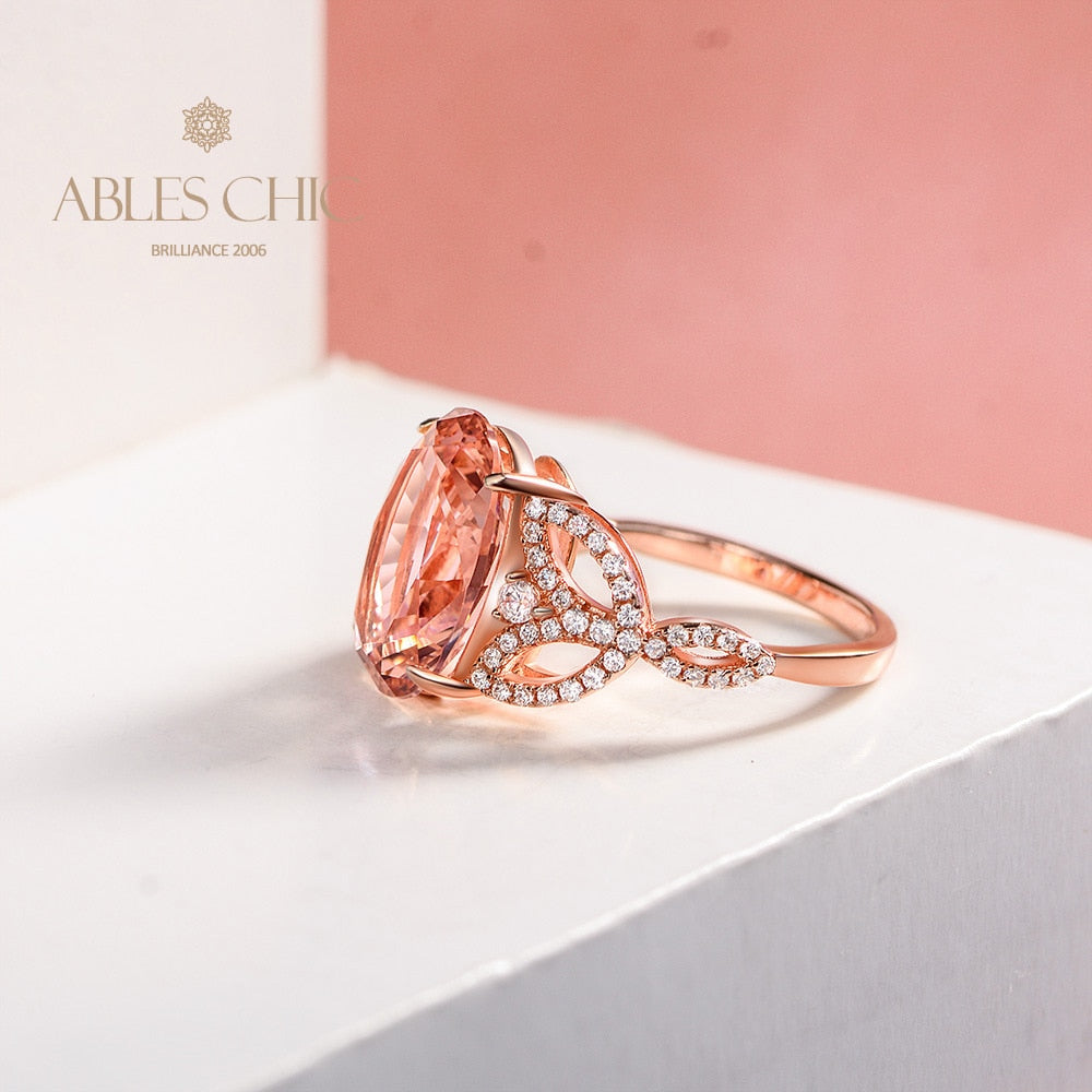 Bague solitaire spinelle orange R0927