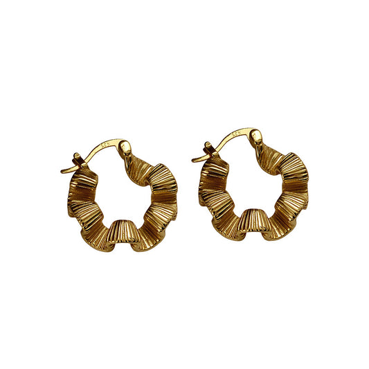 Boucles d'oreilles créoles à plis irréguliers E1042