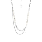 Collier de perles baroques à chaîne Figaro allongée N1036