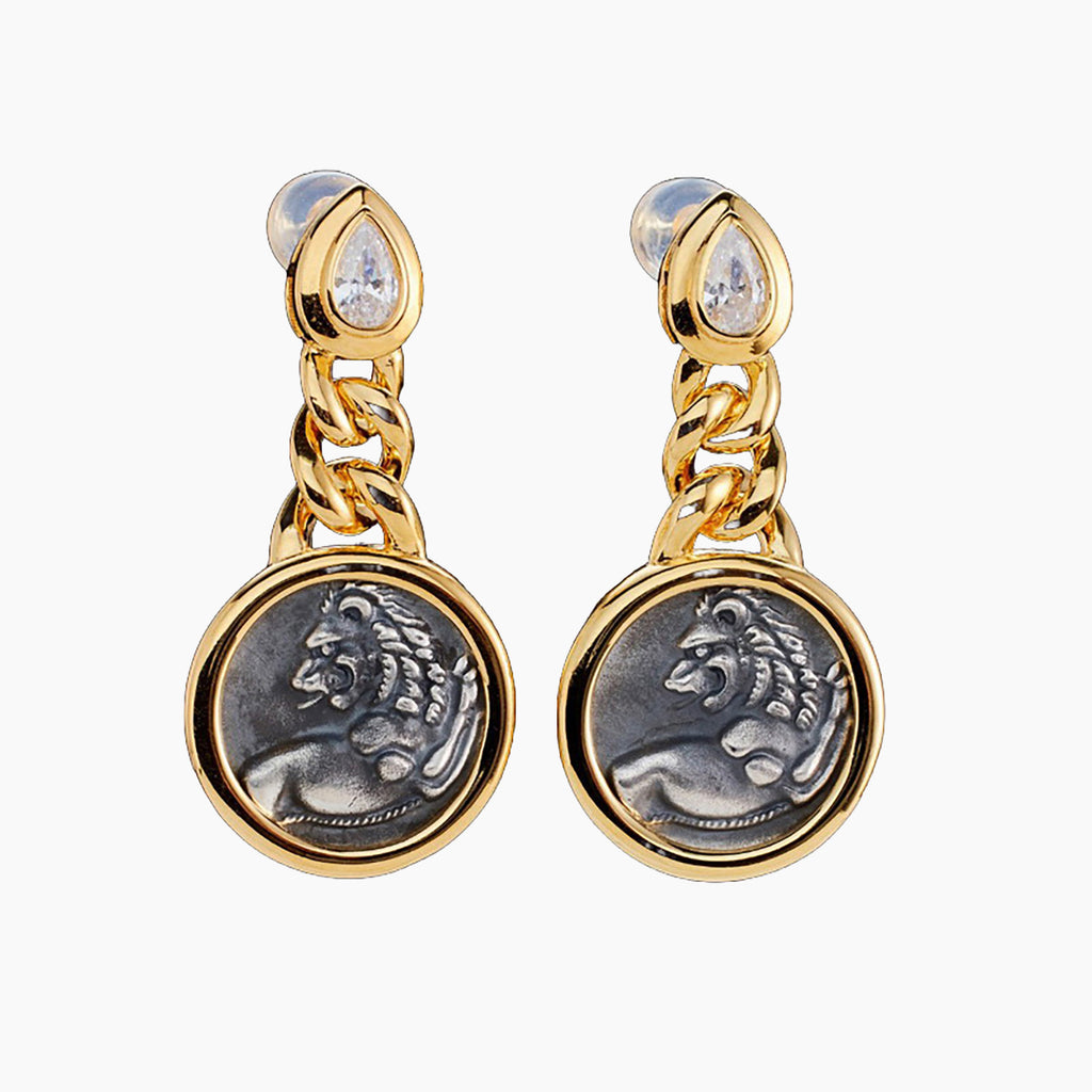 Boucles d'oreilles pièces de lion romaines 5980