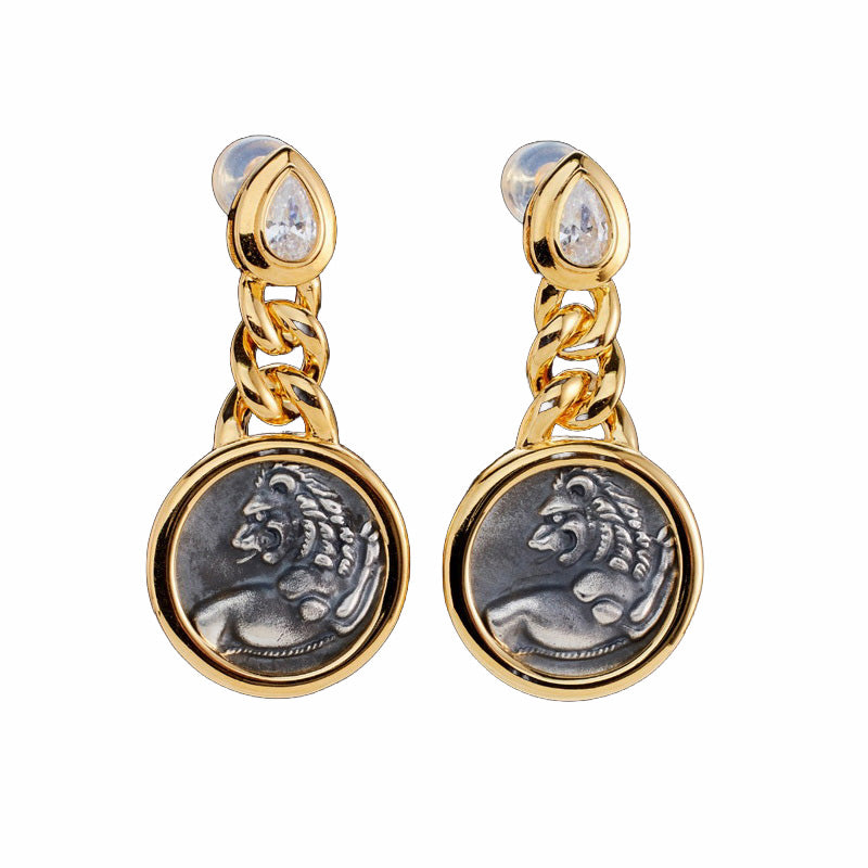 Boucles d'oreilles pièces de lion romaines 5980