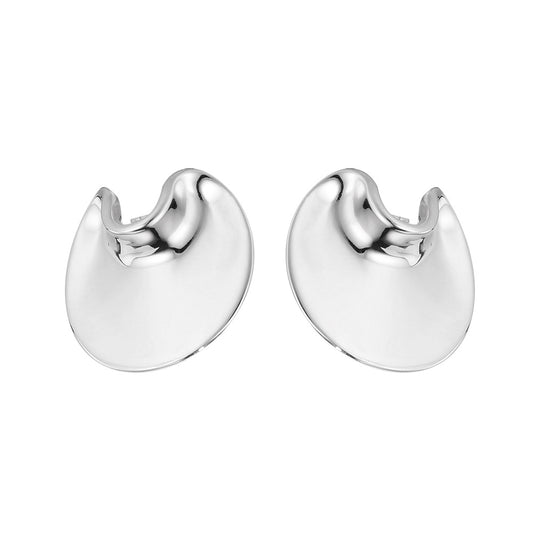 Boucles D'oreilles Solides Disque Décalé E1210