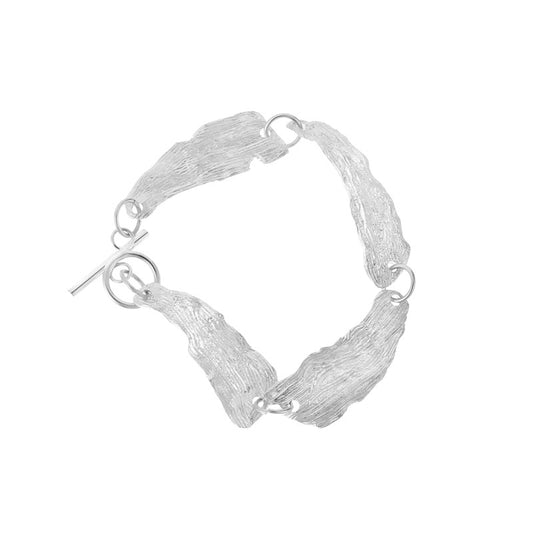 Bracelet à maillons motif feuilles froissées B1039