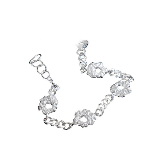 Bracelet chaîne gourmette à breloques froissées B1005