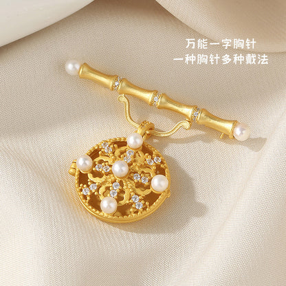 Pendentif en bambou avec perles d'eau douce uniquement PN1000