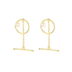 Boucles d'oreilles enchaînées de perles d'eau douce PE1044
