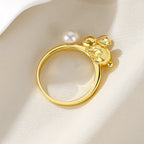 Bague lapin en perles d'eau douce RN1026