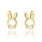 Boucles d'oreilles lapin en perles d'eau douce PE1010