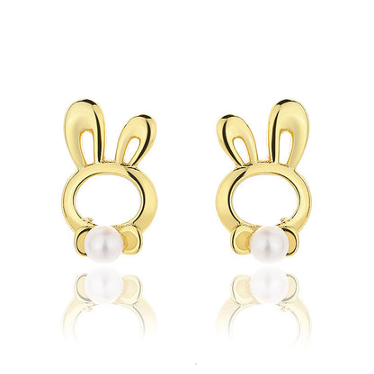 Boucles d'oreilles lapin en perles d'eau douce PE1010