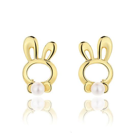 Boucles d'oreilles lapin en perles d'eau douce PE1010