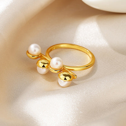 Bague florale en perles d'eau douce RN1013