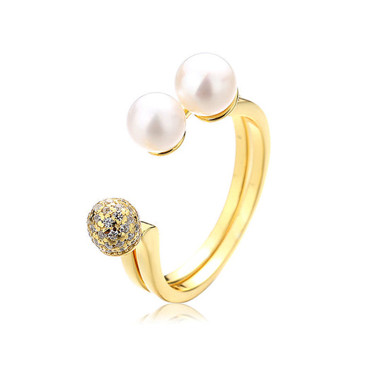 Bague 3 Boules Perle d'Eau Douce RN1009