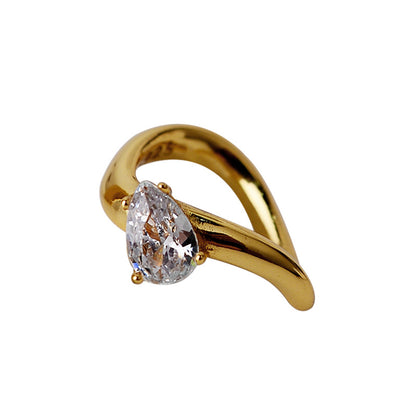 Boucle d'oreille ondulée solitaire CZ E1037, 1 pièce