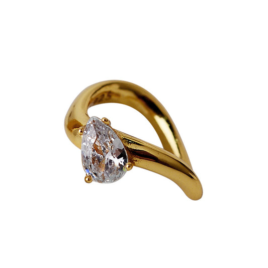 Boucle d'oreille ondulée solitaire CZ E1037, 1 pièce