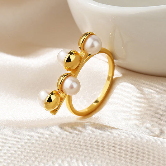 Bague florale en perles d'eau douce RN1013