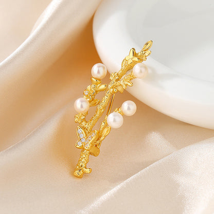 Pendentif brindille florale de perles d’eau douce uniquement PN1012