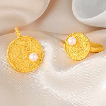 Pendentif pièce de monnaie en perles d'eau douce uniquement PN1015