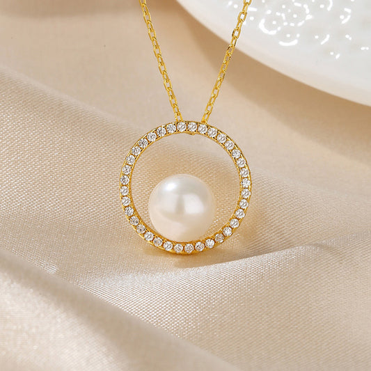 Pendentif cercle de perles d’eau douce uniquement PN1025