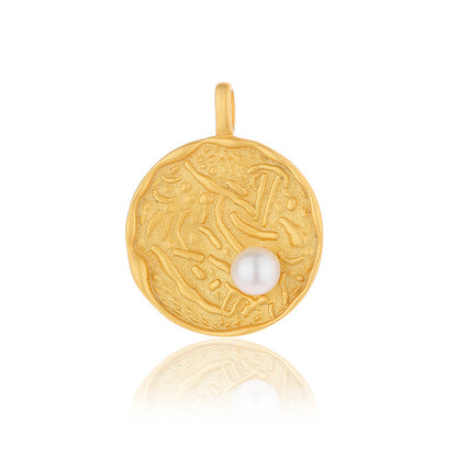 Pendentif pièce de monnaie en perles d'eau douce uniquement PN1015