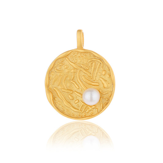 Pendentif pièce de monnaie en perles d'eau douce uniquement PN1015