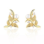 Boucles d'oreilles feuilles de perles d'eau douce PE1039