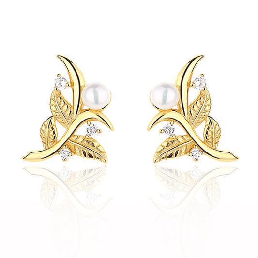 Boucles d'oreilles feuilles de perles d'eau douce PE1039