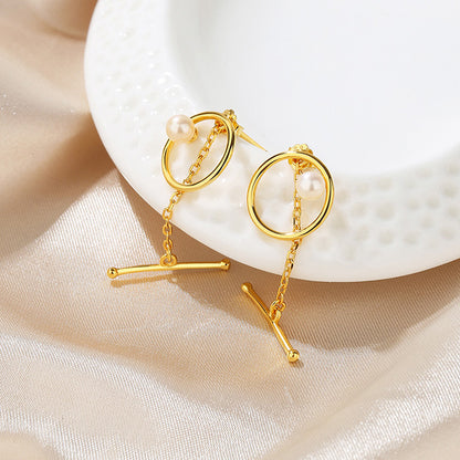 Boucles d'oreilles enchaînées de perles d'eau douce PE1044