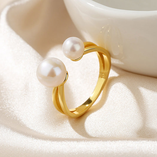 Bague fendue perle d'eau douce RN1021