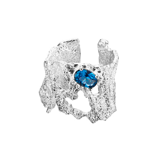 Anneaux larges à motifs Zircon bleu R1195