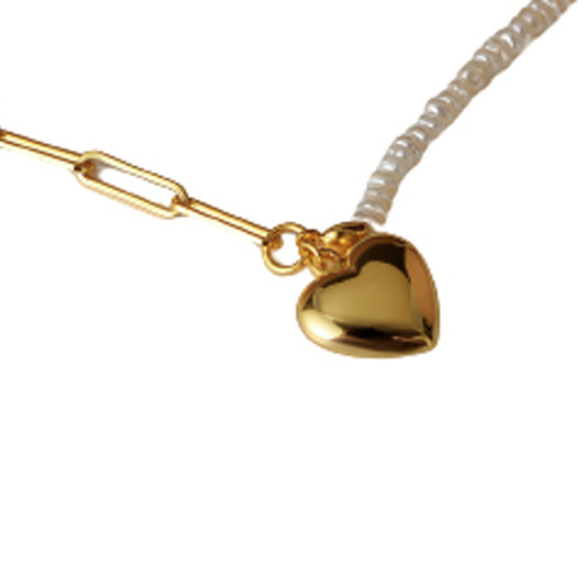 Pendentif coeur en perles baroques graines N1023