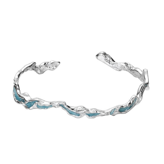 Bracelet froissé en émail bleu Alien B1011