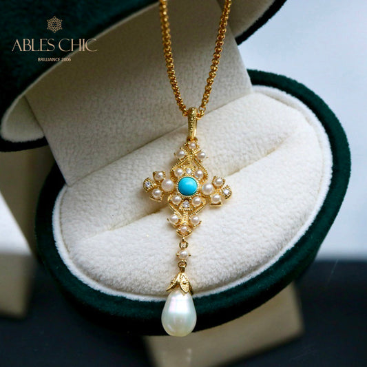 Pendentif Floral Perles d'Eau Douce 5701
