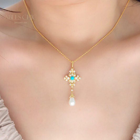 Pendentif Floral Perles d'Eau Douce 5701