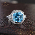 Bague pavée de topazes Asscher 5912