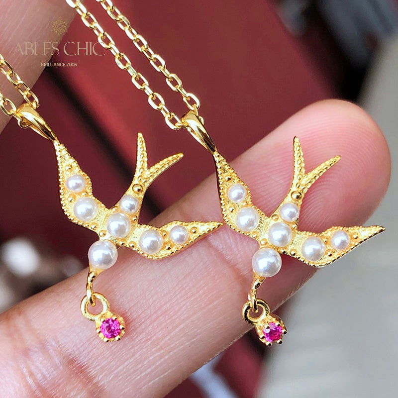 Collier d'hirondelle avec accents de perles 5970