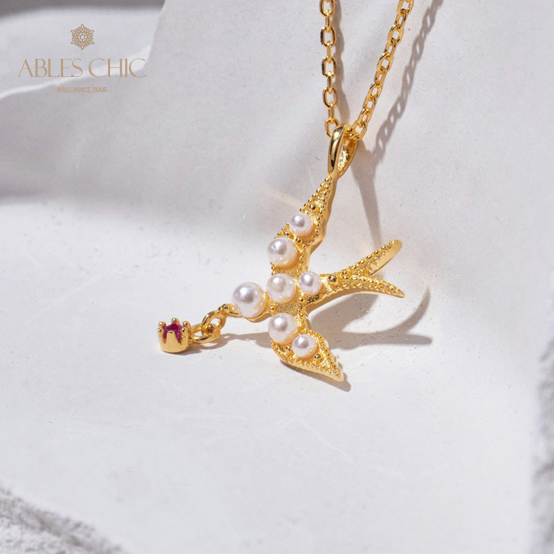 Collier d'hirondelle avec accents de perles 5970